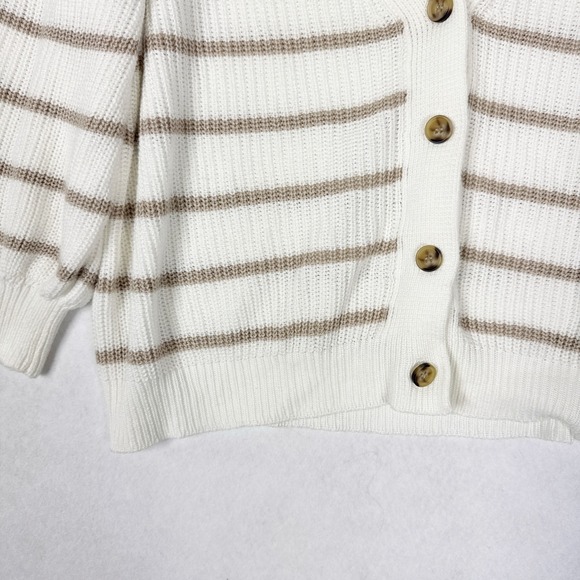 Evereve Hayes Cardigan Womens XL Ivory Taupe Stripe Button Front‎ - Picture 4 of 5